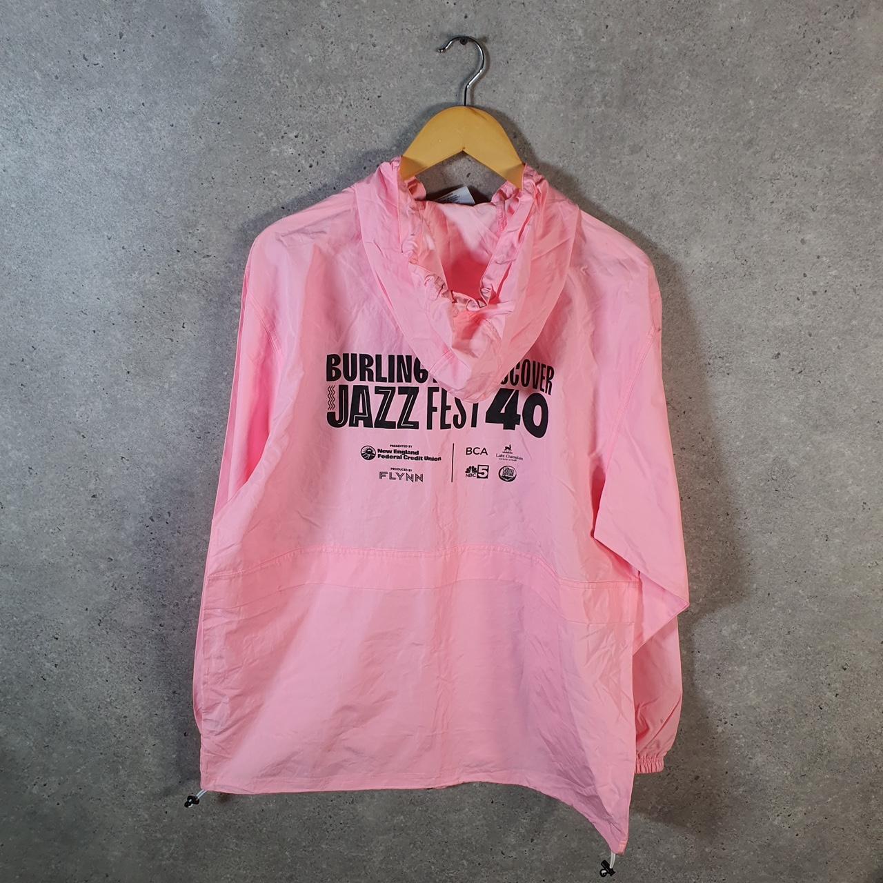 Vintage Champion Windbreaker Track Jacket Mens Large Pink Logo Full Zip Jazz
