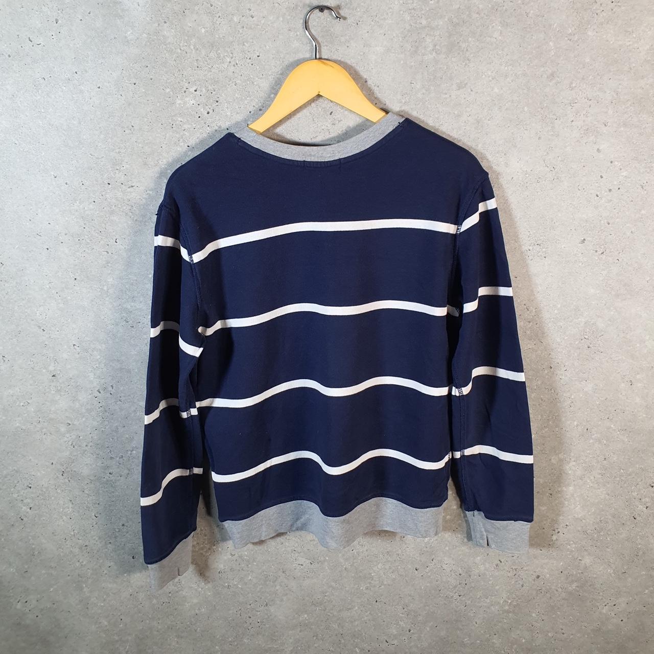 Vintage Ralph Lauren Polo Sweatshirt Womens Large Blue Striped Boxy Pullover Pony