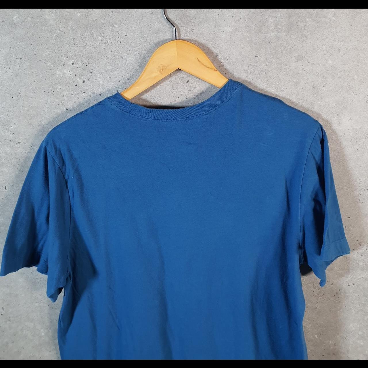 Vintage Nike Club T Shirt Men’s Medium Blue Printed Single Swoosh Logo Athletic Big Fish Vintage