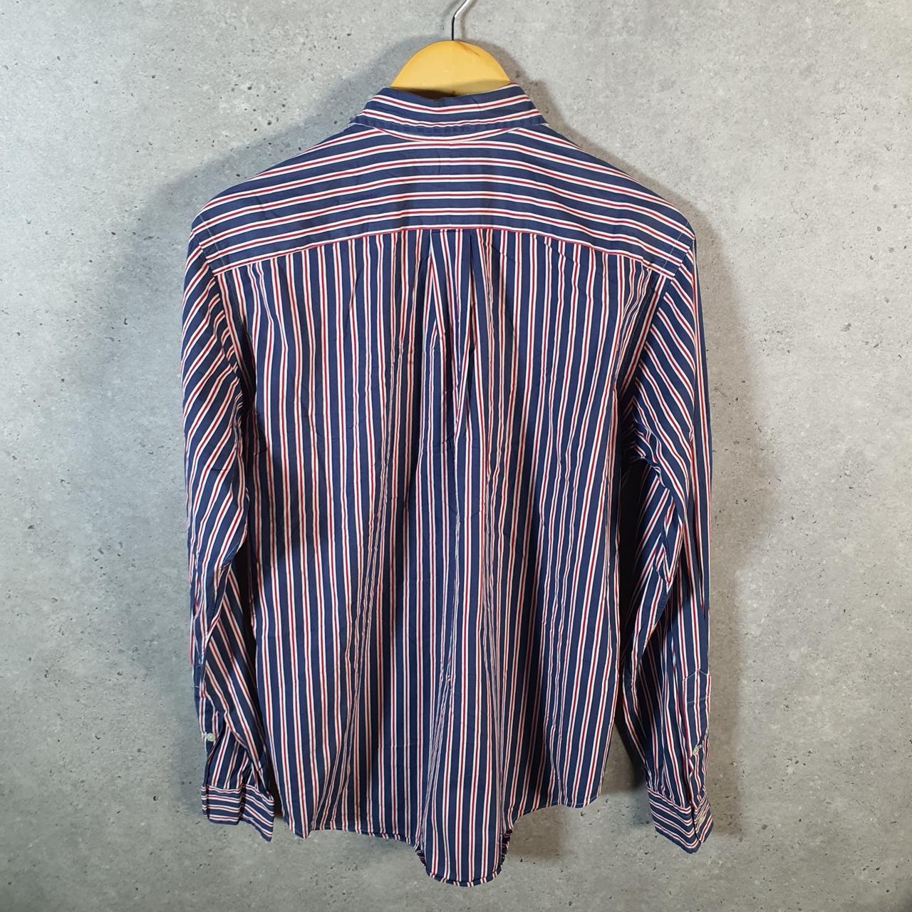 Vintage Ralph Lauren Button Down Shirt Men’s Medium Blue Striped Classic Fit Pony
