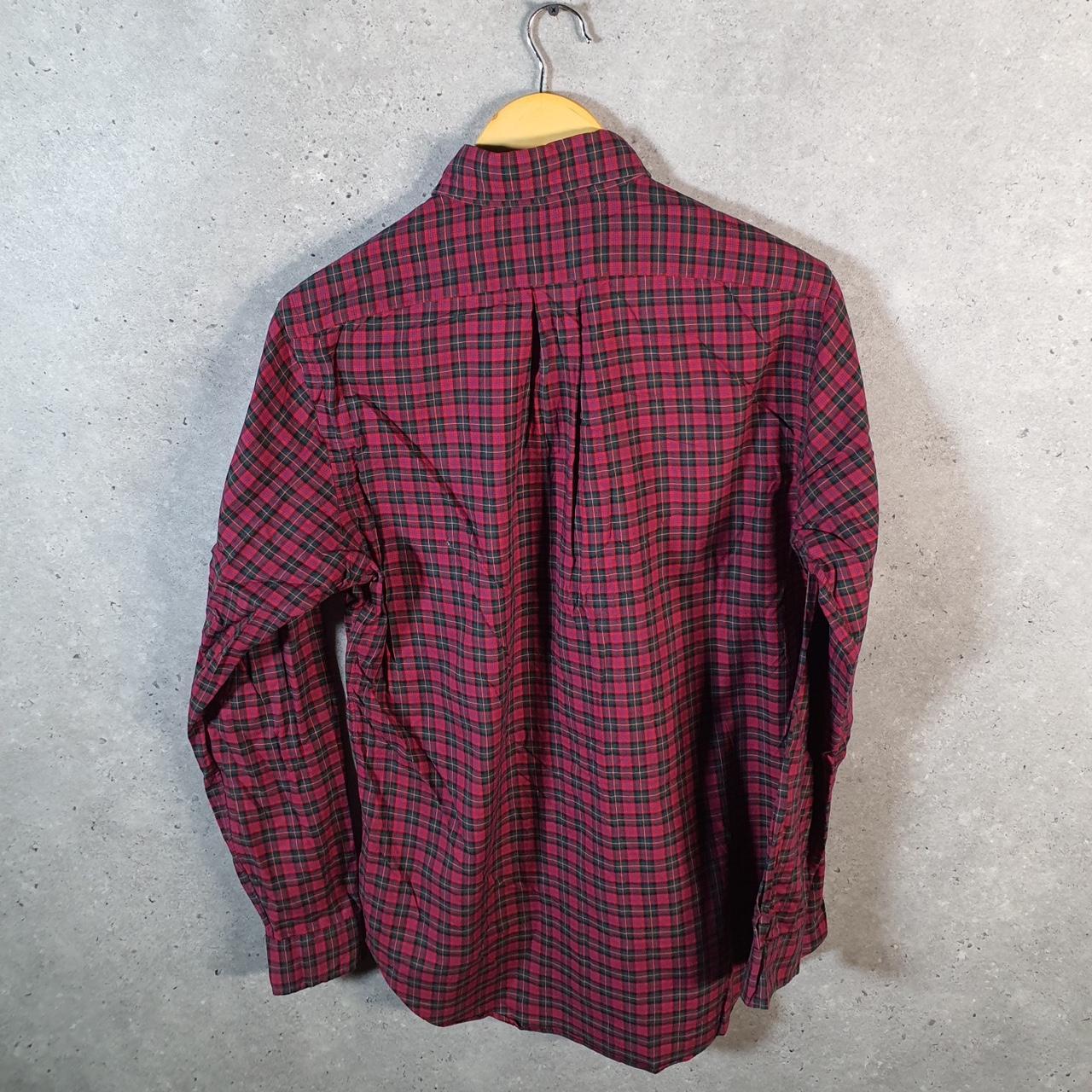Vintage Ralph Lauren Button Down Shirt Men’s Small Burgundy Checkered Cotton Pony
