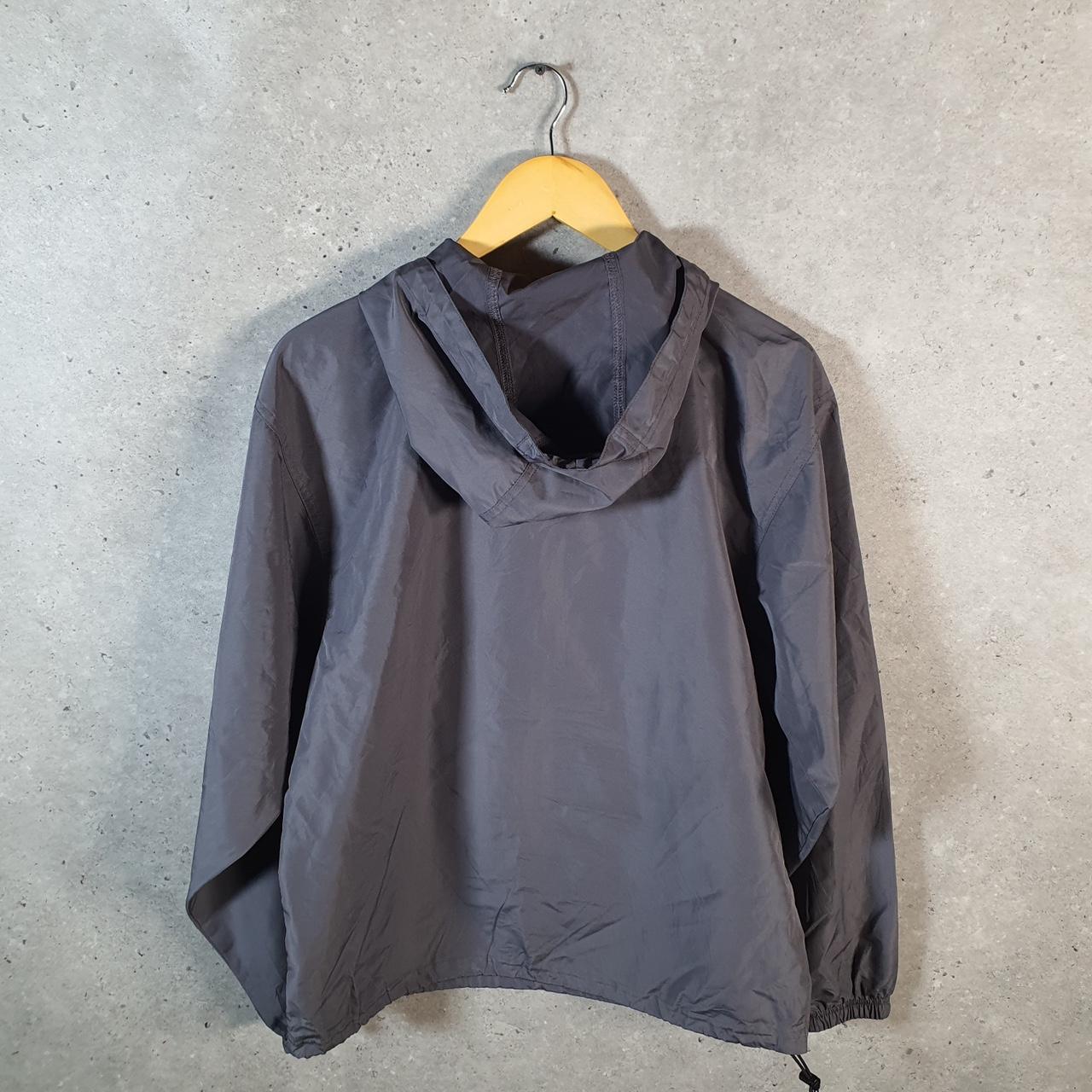 Vintage Champion Windbreaker Track Jacket Mens Small Grey Logo 1/4 Zip Hooded Pro Sport