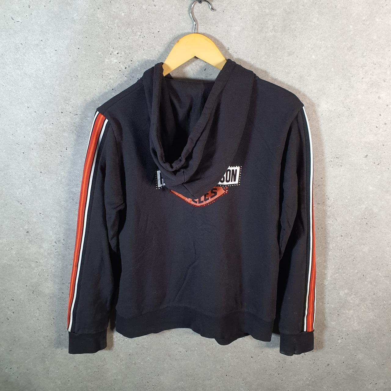 Vintage Harley Davidson Sequins Hoodie Womens Medium Black Full Zip USA