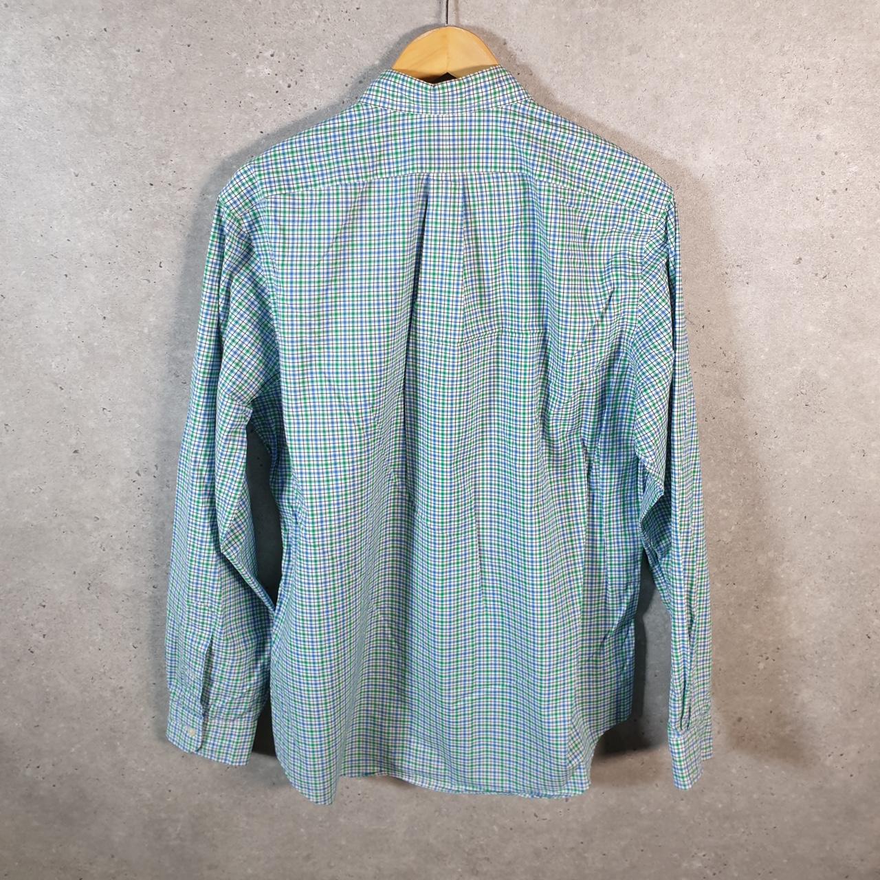 Vintage Ralph Lauren Button Down Shirt Men’s Large Green Checkered Stretch Fit Pony Cotton Big Fish Vintage