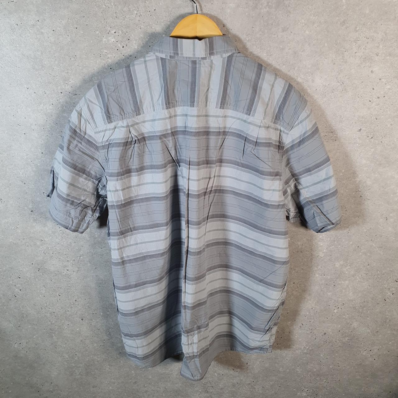 Vintage Carhartt Shirt Button Down Mens XL Grey Striped Short Sleeve Utility Relaxed Fit