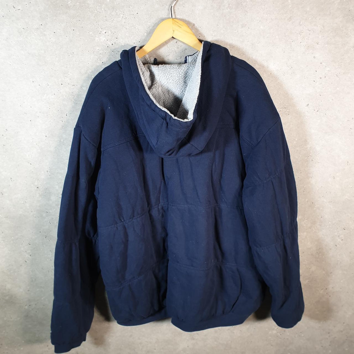 Vintage NFL Detroit Lions Hoodie Men’s Large Blue Full Zip Baggy USA Spellout Big Fish Vintage