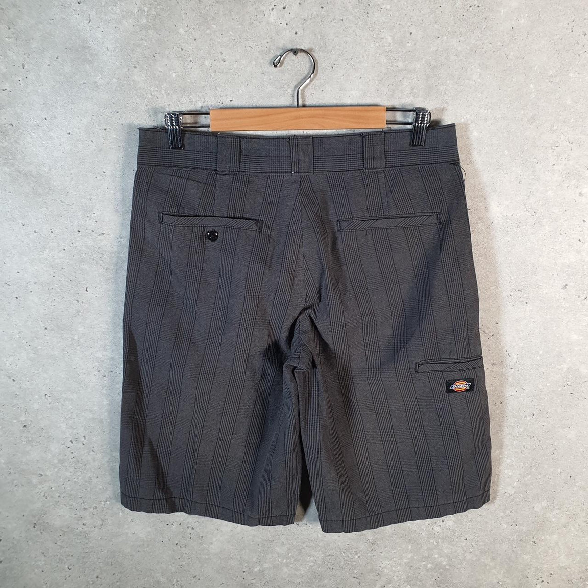 Vintage Dickies Baggy Chino Shorts Jorts Cargo Mens W32 Grey Checkered Regular Fit