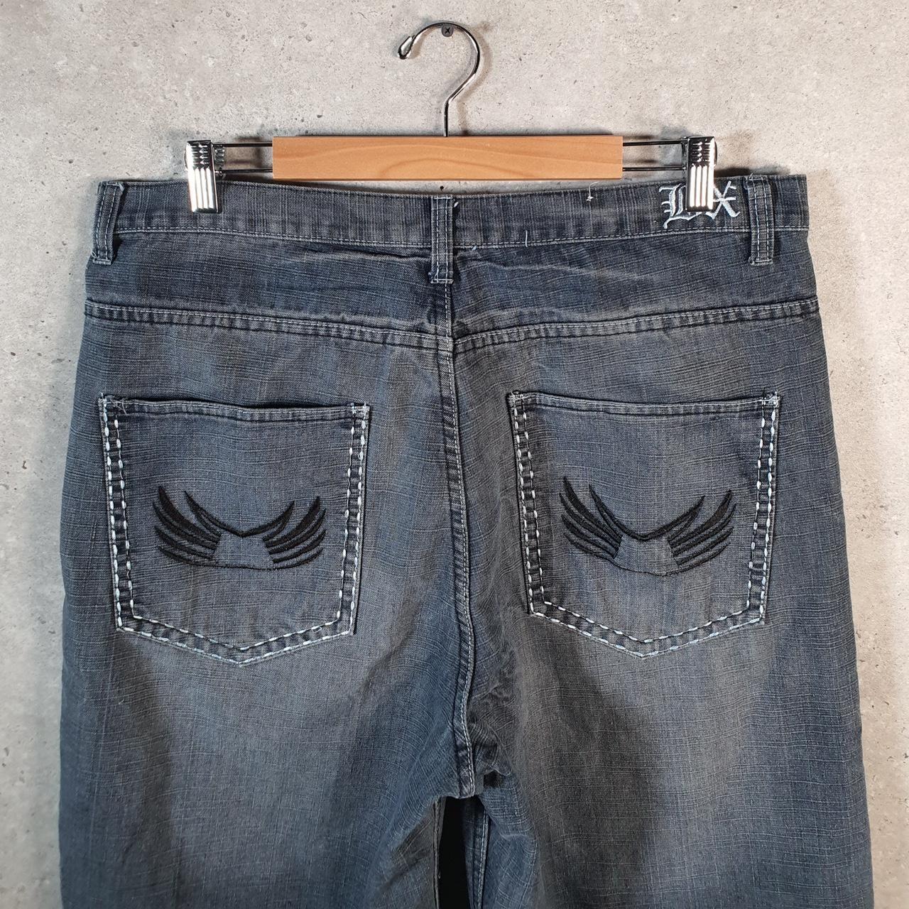 Vintage Brooklyn Express Baggy Y2K Hip Hop Jorts Shorts Mens W36 Grey Denim USA A4668