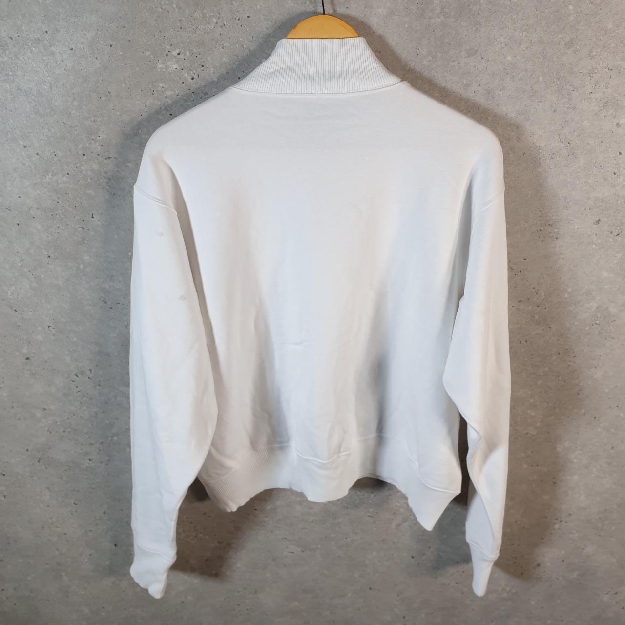 Vintage Ralph Lauren Cropped Polo Sweatshirt Womens Large White 1/4 Zip Pony