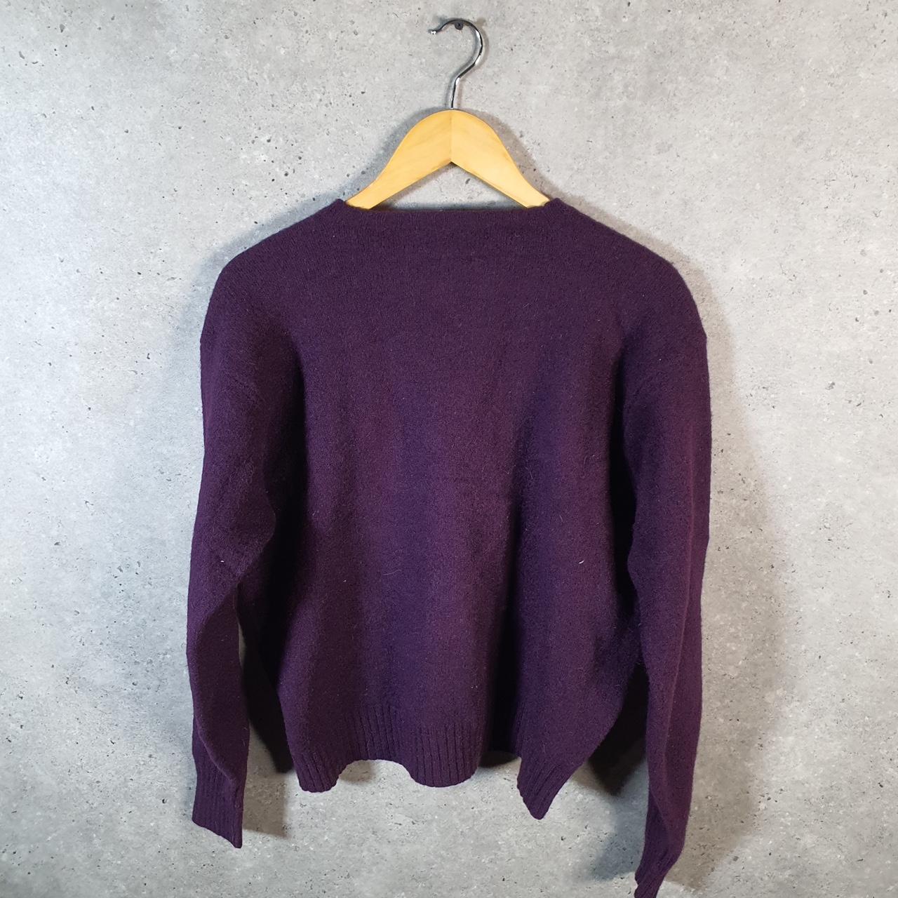 Vintage Ralph Lauren LambsWool Polo Knit Sweatshirt Womens Medium Purple Pony