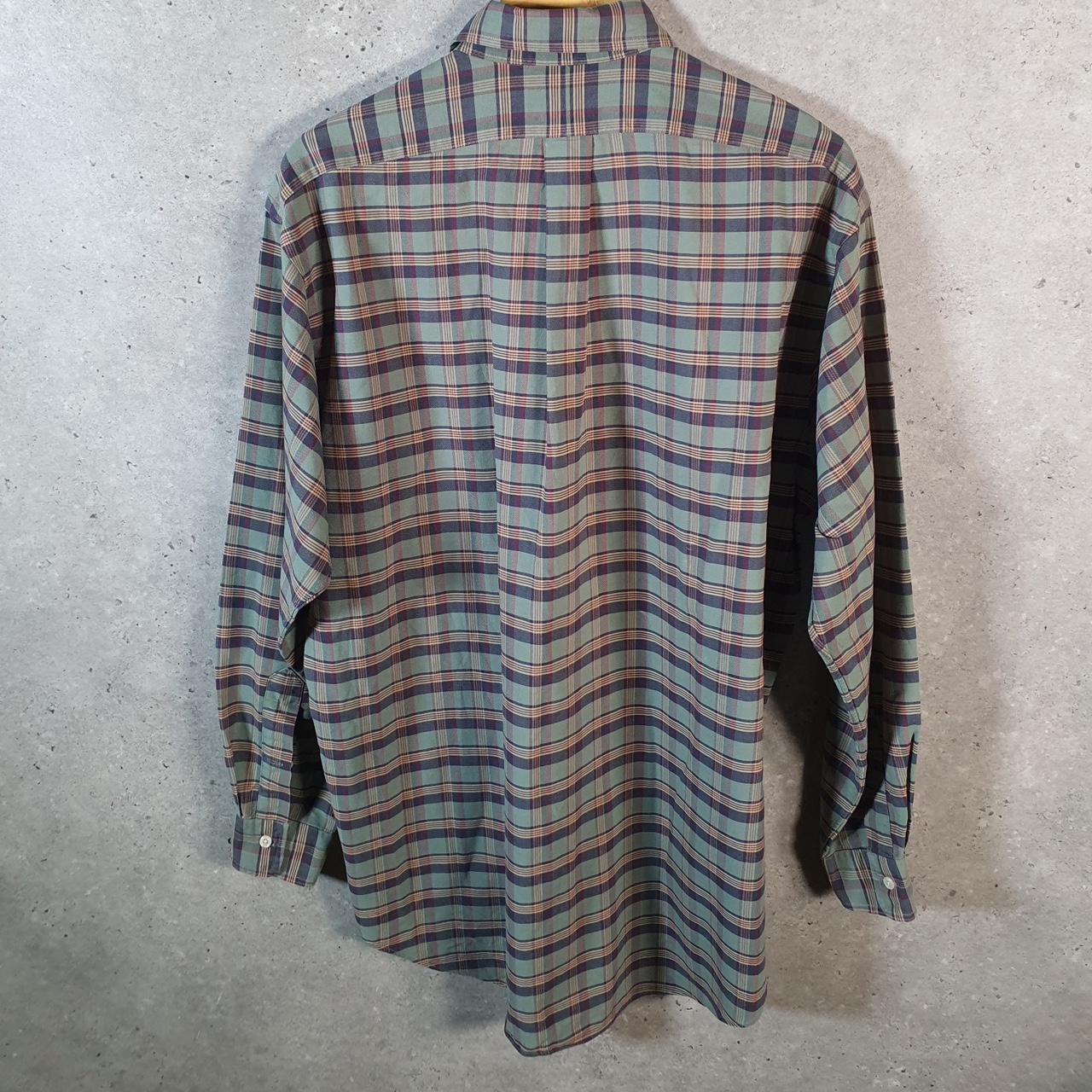 Vintage Ralph Lauren Button Down Shirt Men’s Medium Green Checkered Pony Casual C8495