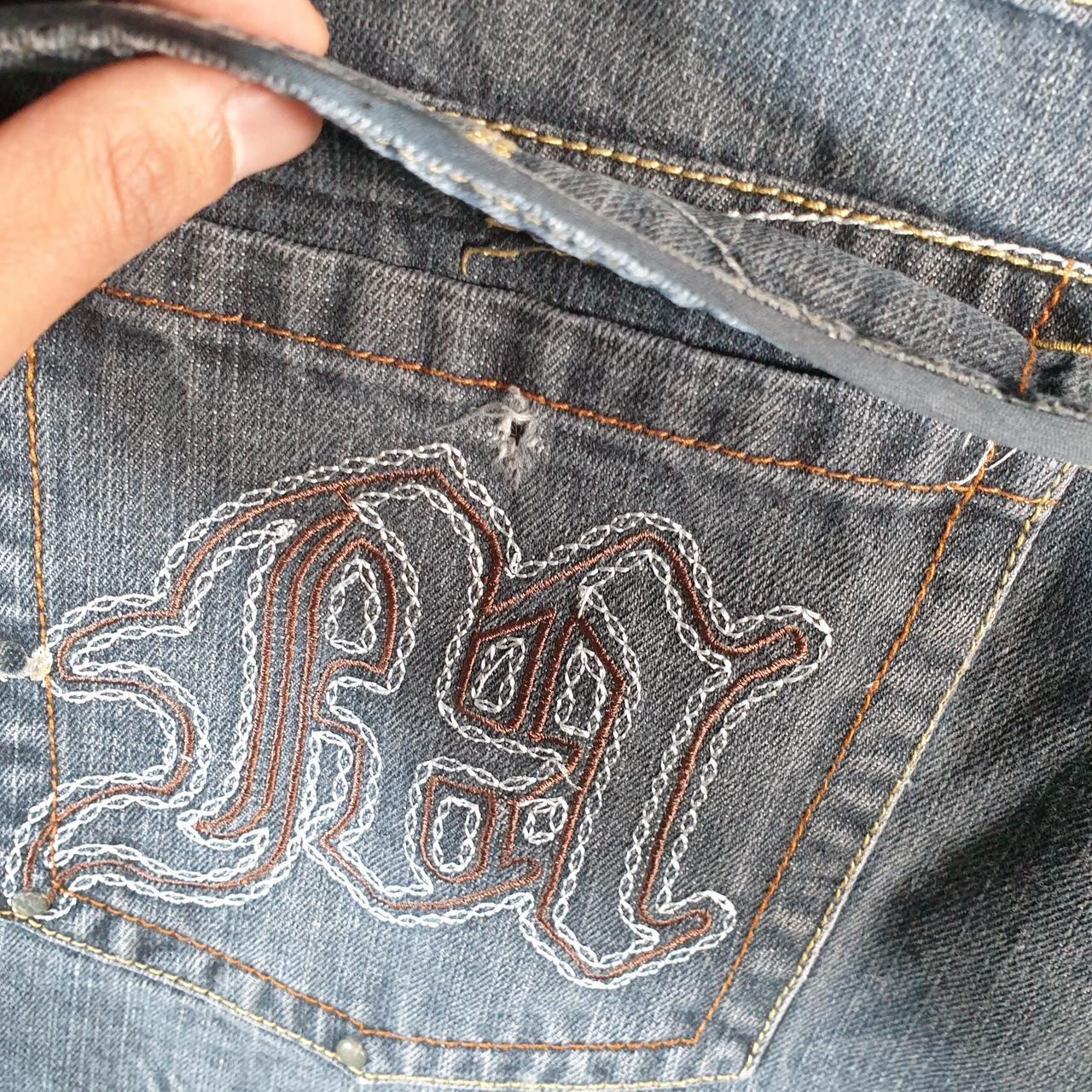 Vintage Makaveli Baggy Y2K Hip Hop Jeans Shorts Jorts Mens W36 Blue Denim USA Big Fish Vintage