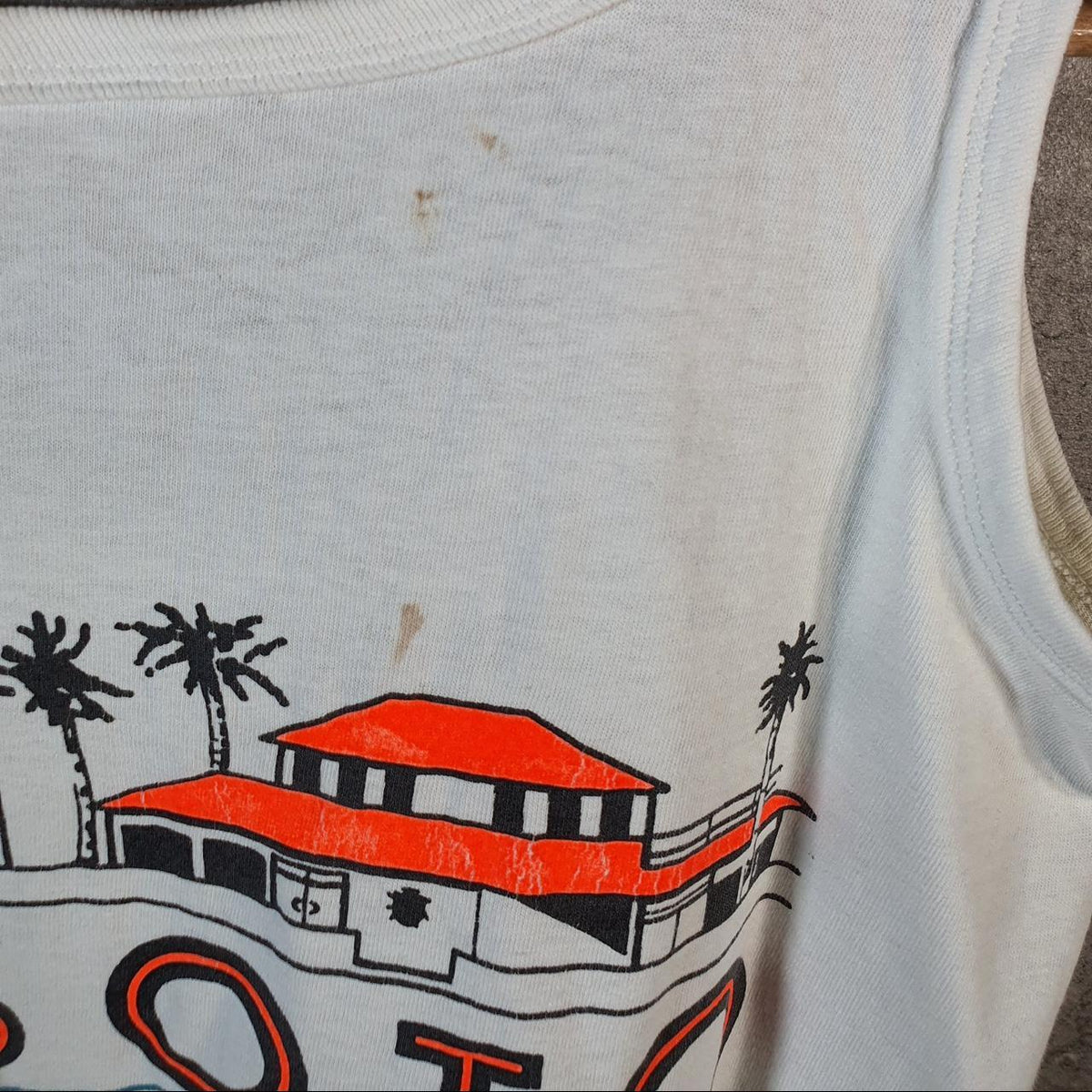 Vintage FLD Desoto Beach Tybee Island 90s Graphic USA Single Stitch Vest Men’s Small White