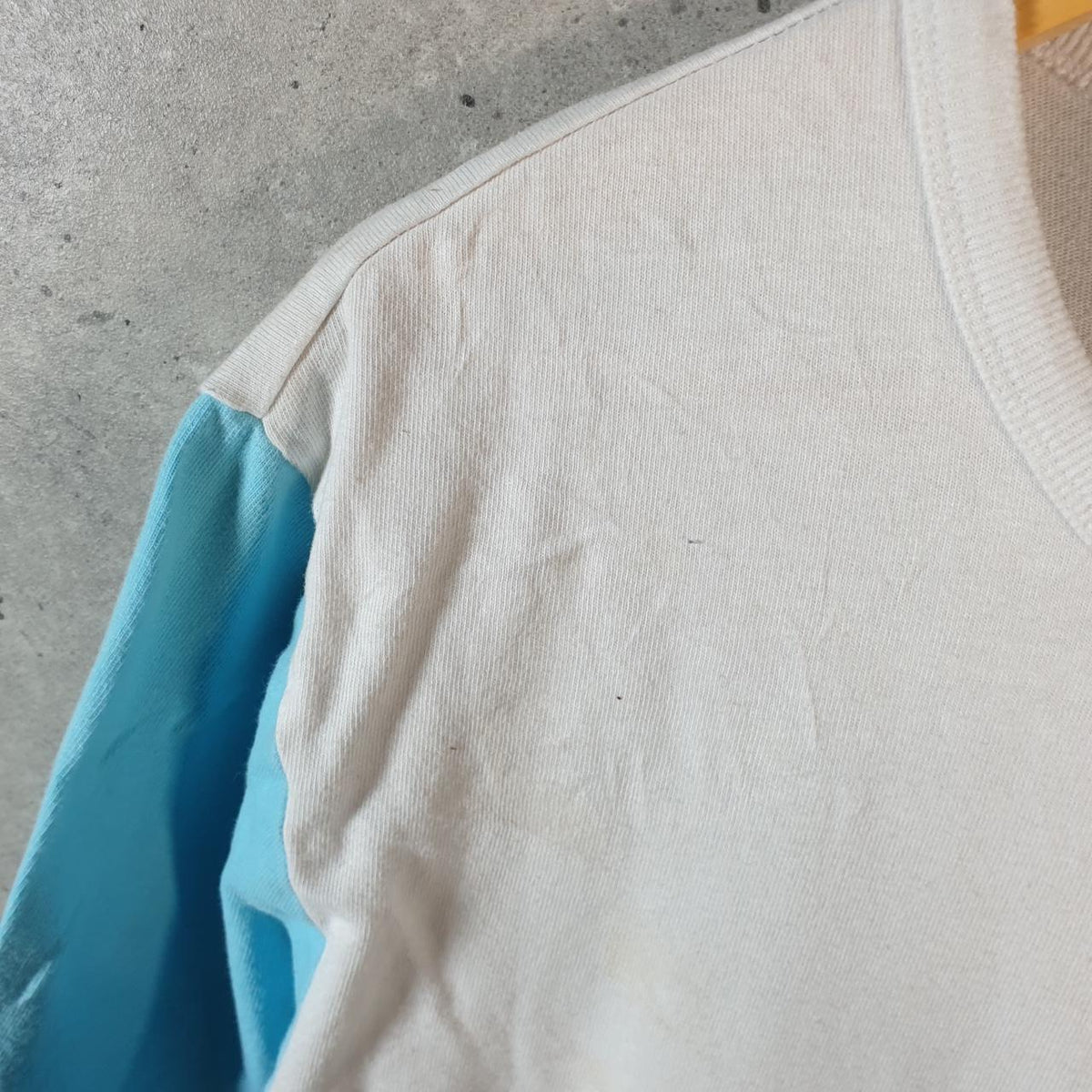 Vintage Champion Embroidered Colour Block T Shirt Men’s Small White American USA Athletic