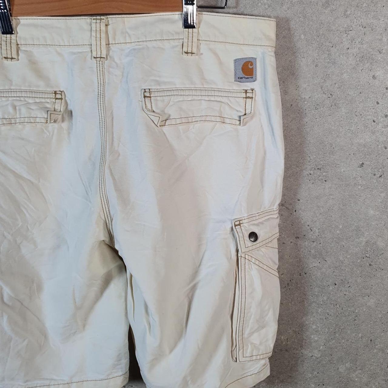Vintage Carhartt Baggy Carpenter Shorts Jorts Cargo Men’s W36 Beige Relaxed Fit Workwear Big Fish Vintage