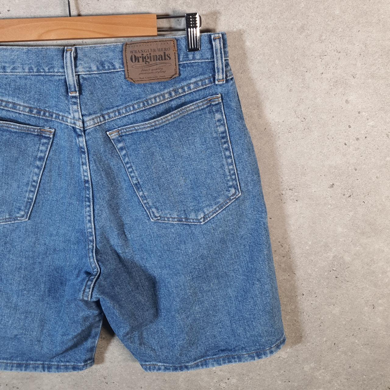 Vintage Wrangler Denim Shorts Jorts Cargo Men’s W32 Relaxed Blue Baggy Cotton