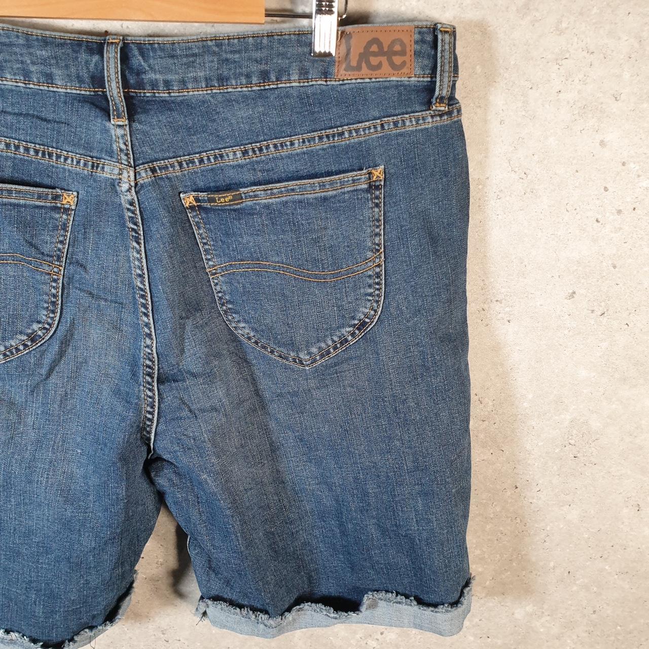 Vintage Lee Baggy Shorts Jorts Cargo Womens W38 Blue Relaxed Denim