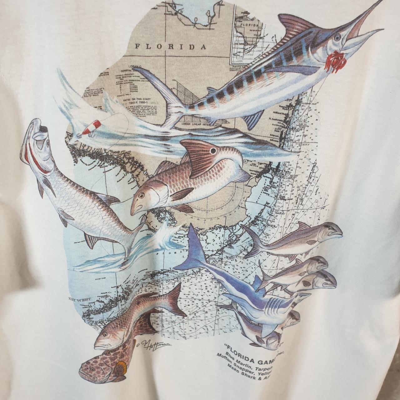 Vintage Oneita Power Florida Game Fish 90s USA Single Stitch T Shirt Men’s XL White