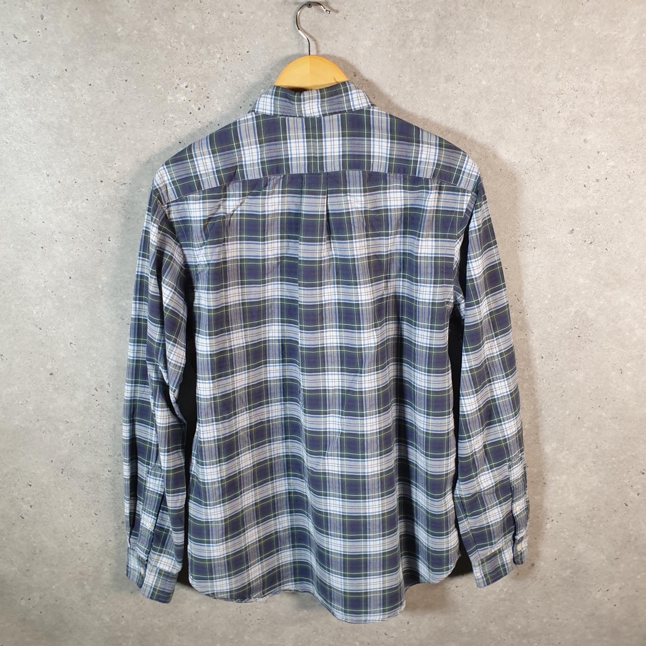 Vintage Ralph Lauren Button Down Shirt Men’s Large Blue Checkered Pony Casual C8080