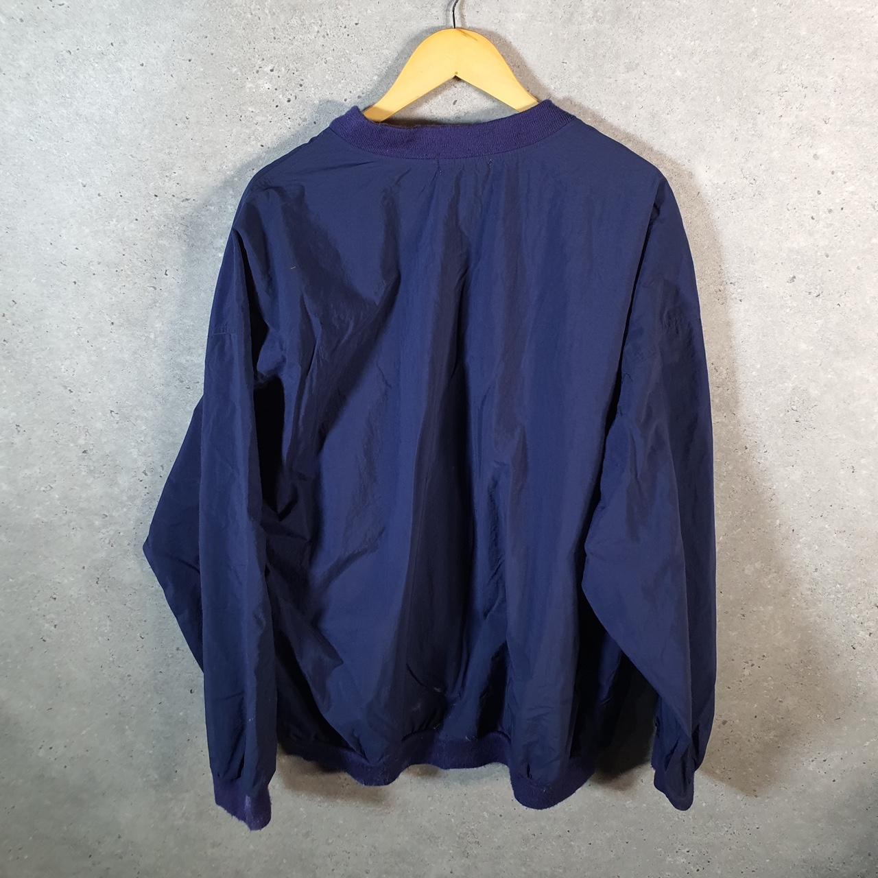 Vintage Izod Golf Shell Track Jumper Jacket Mens XL Navy Blue Three Stripes Pullover