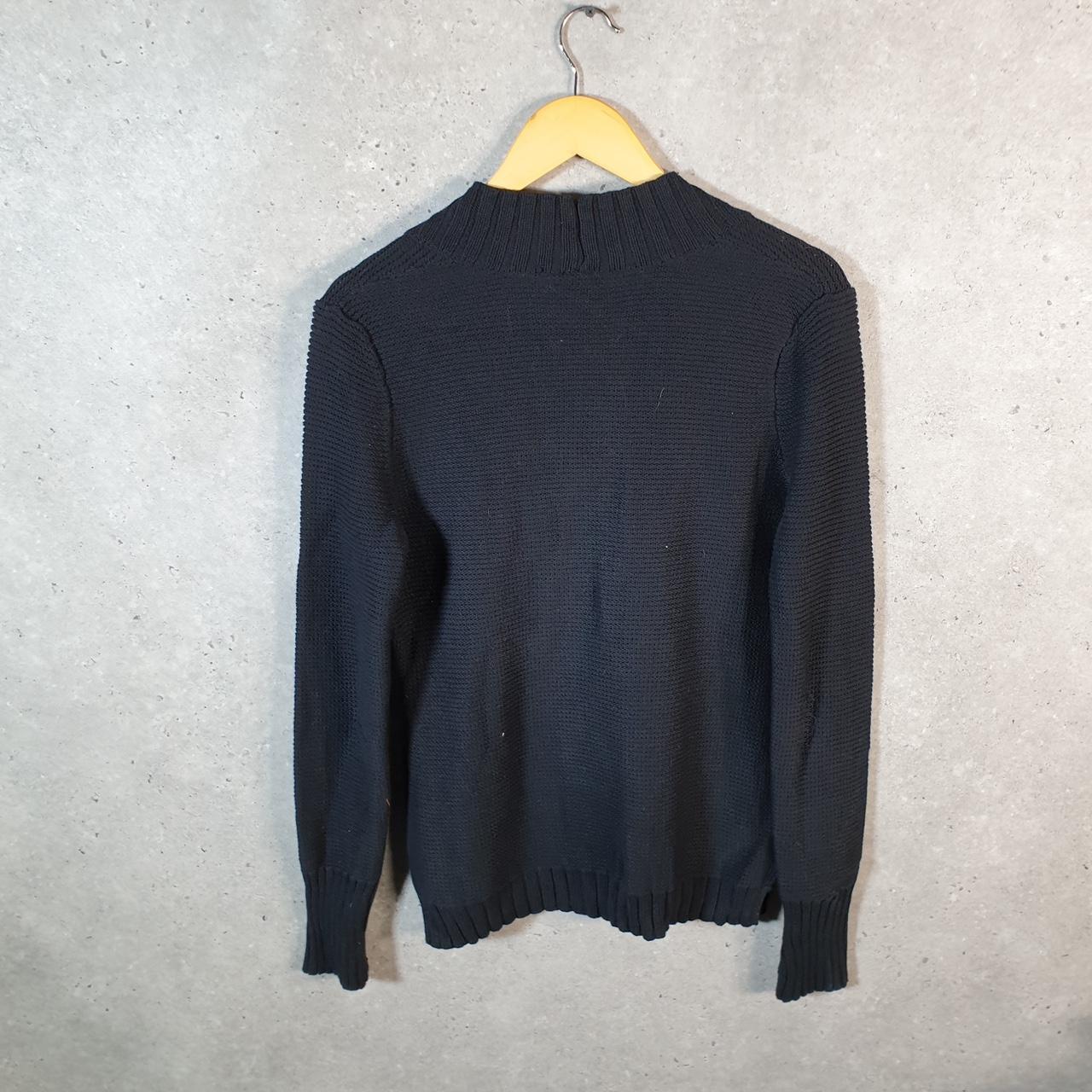 Vintage Ralph Lauren Polo Knit Sweater Womens Medium Black Cotton Pullover