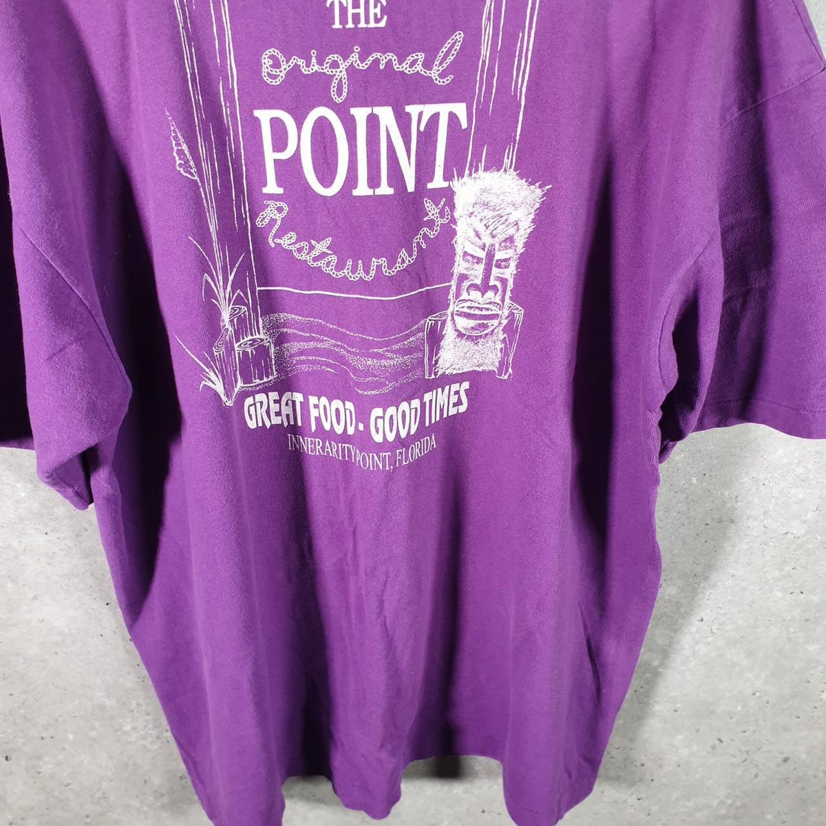 Vintage Cotton Deluxe Original Point Florida 90s Graphic USA Single Stitch T Shirt Men’s XL Purple
