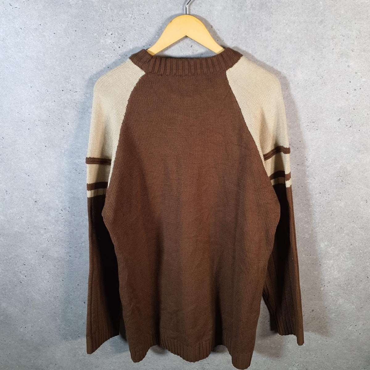 Vintage SouthPole Y2K Spellout Knit Sweater Jumper Mens Large Brown Pullover Hip Hop
