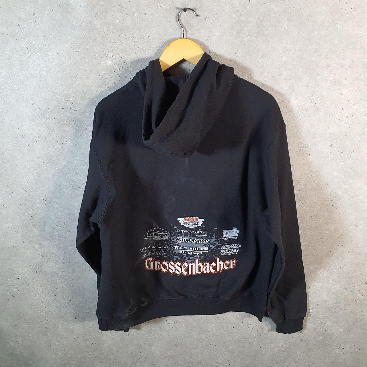 Vintage Champion Hoodie Three Five Motorsport Grossenbacher Men’s Large Black