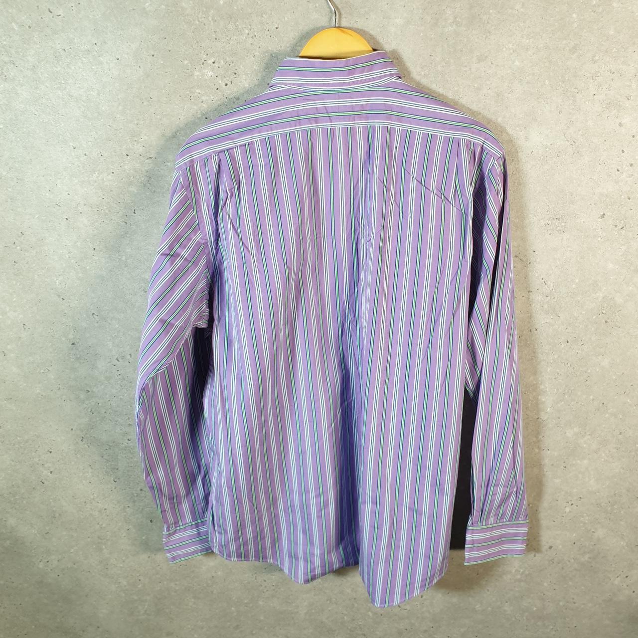 Vintage Ralph Lauren Button Down Shirt Men’s Large Purple Striped Cotton Pony