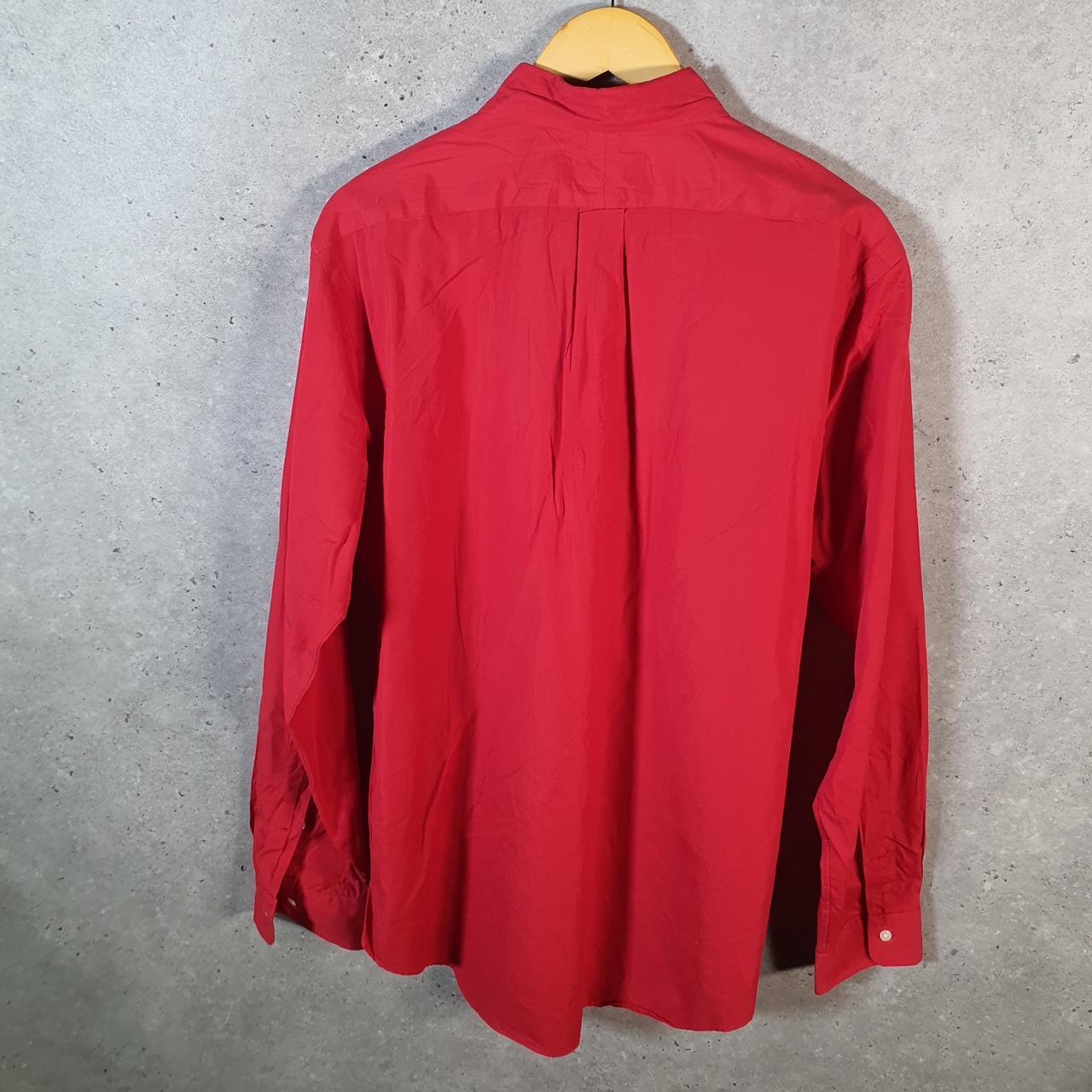 Vintage Ralph Lauren Button Down Shirt Men’s Large Red Custom Fit Cotton Pony