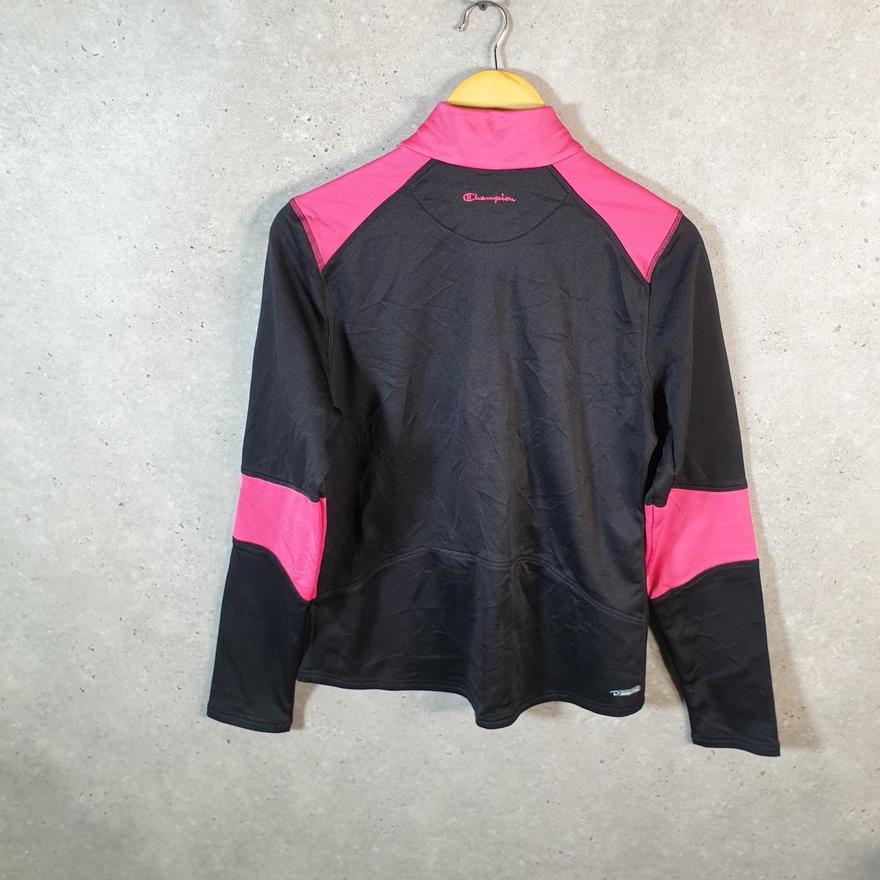 Vintage Champion Powertrain 1/4 Zip Sweatshirt Womens Medium Black Pullover Logo