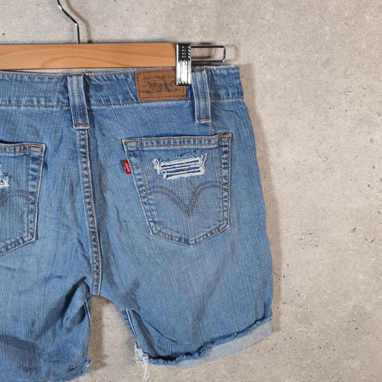 Vintage Levi’s 525 Cut Off Baggy Shorts Jorts Cargo Womens W30 Blue Relaxed Denim