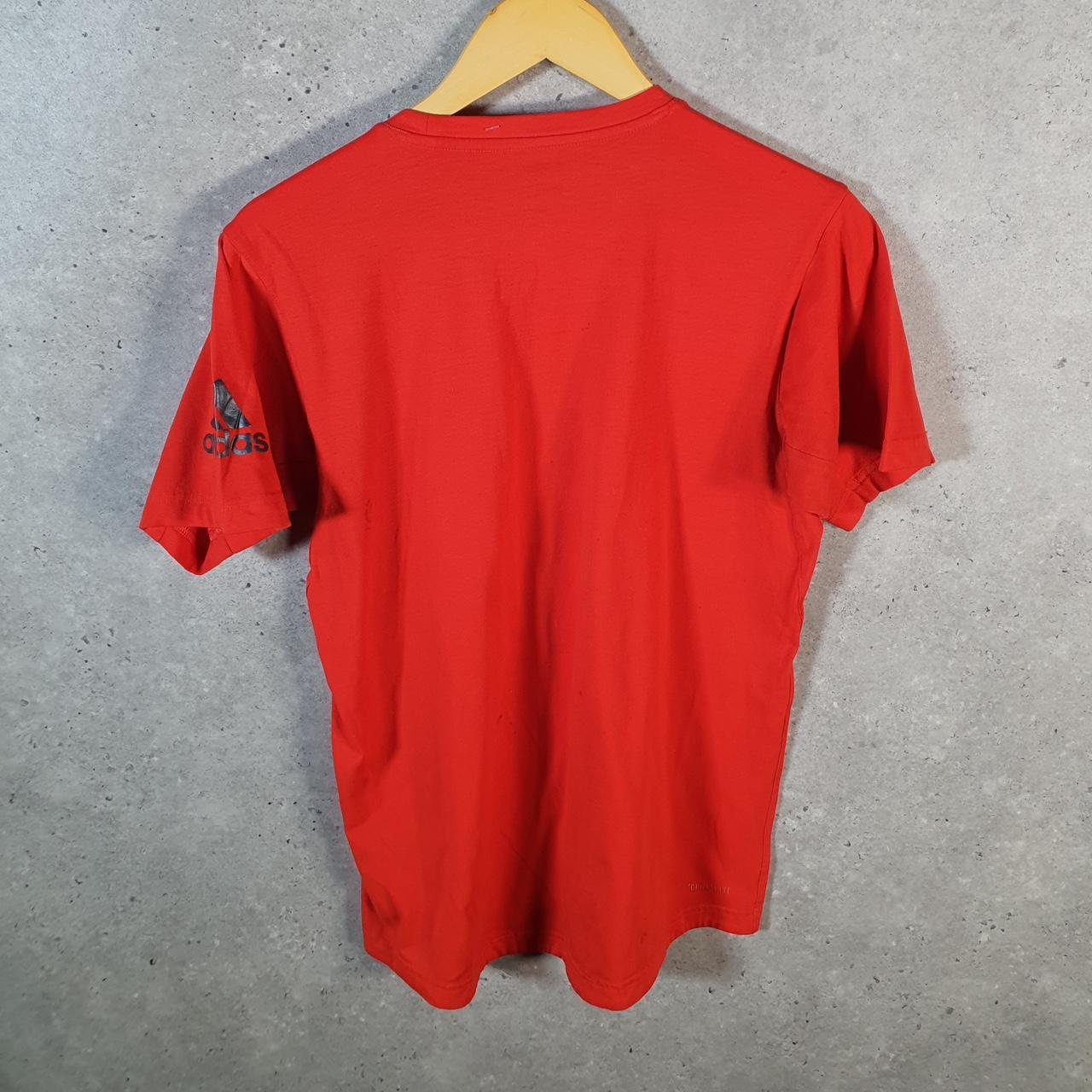 Vintage Adidas Freelift ClimaLite T Shirt Mens Small Orange Three Stripes Logo Athletic