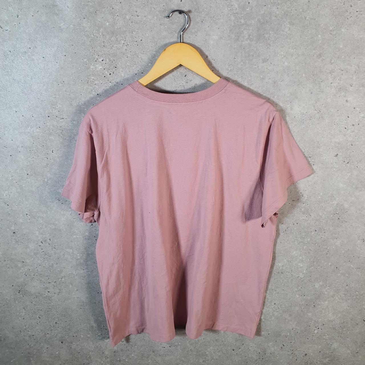 Vintage Champion Spellout Logo T Shirt Mens Small Pink USA Athletic