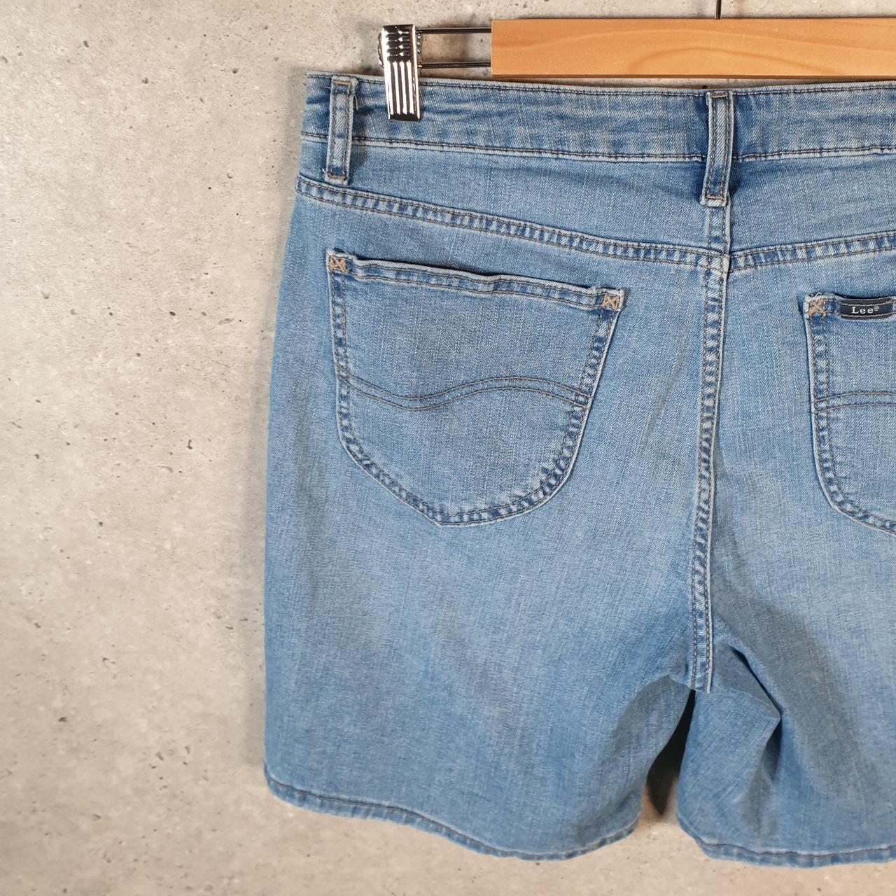 Vintage Lee Baggy Shorts Jorts Cargo Womens W34 Blue Relaxed Denim