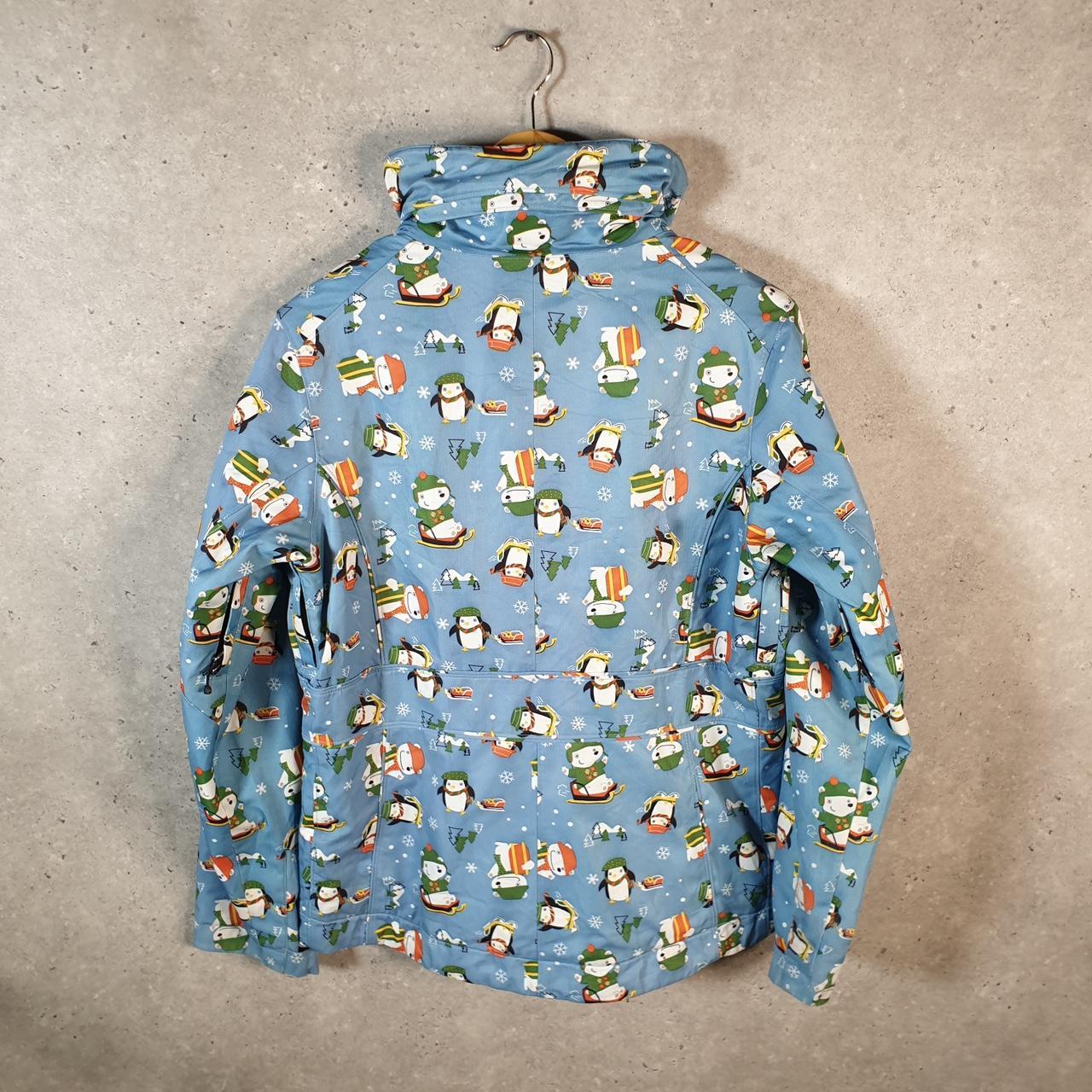 Vintage Patagonia Snow Penguin Winter Rain Jacket Women Large Blue Full Zip Windbreaker Big Fish Vintage