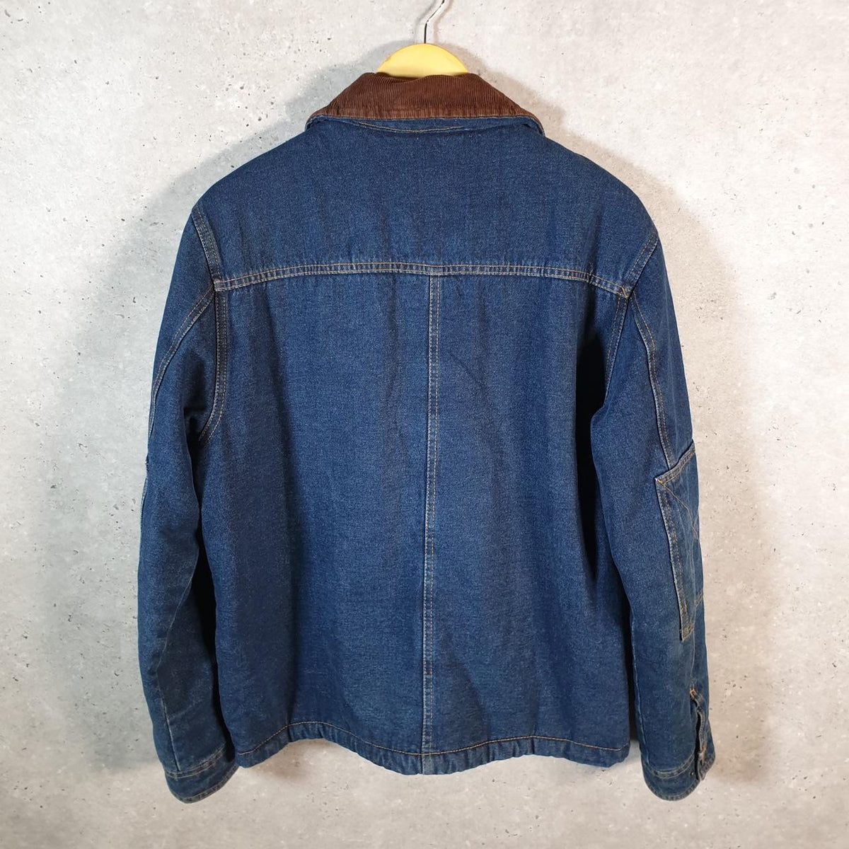 Vintage Wrangler Denim Jean Trucker Sherpa Jacket Mens Small Blue Button Sherling