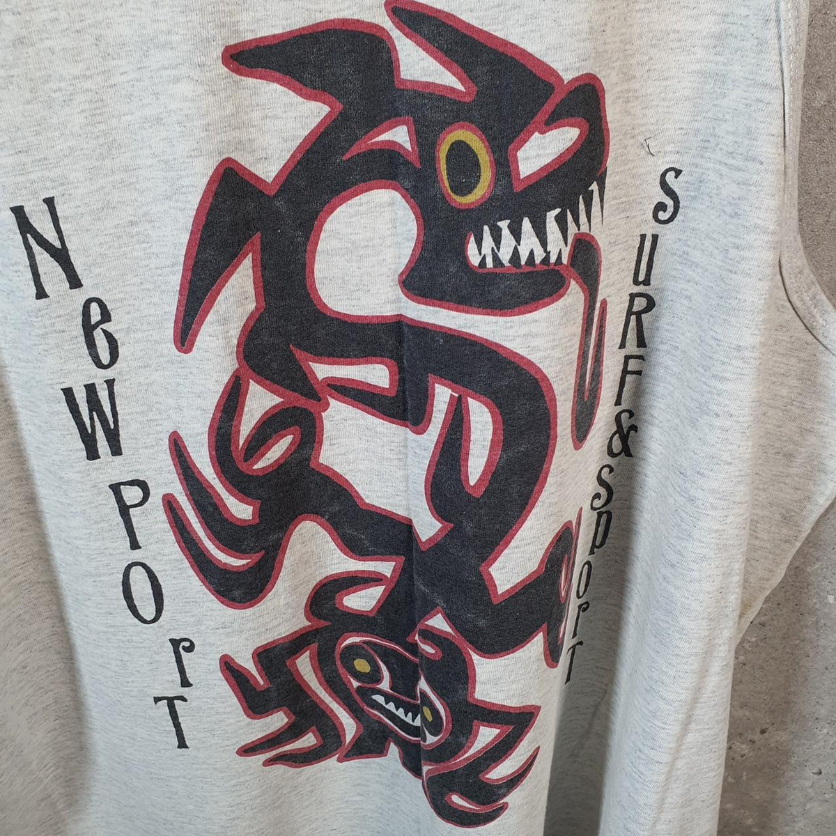 Vintage Newport Surf & Sport Dragon 90s USA Single Stitch Vest Men’s XL Grey