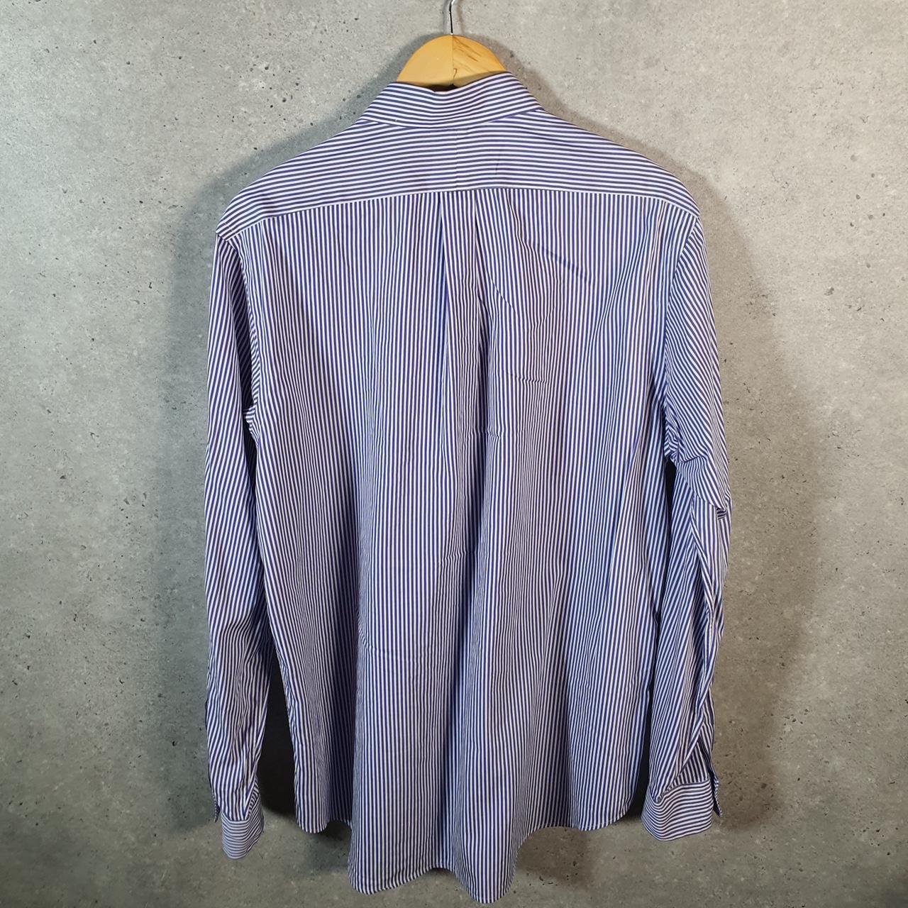 Vintage Ralph Lauren Button Down Shirt Men’s Large Purple Striped Classic Fit Cotton Pony Big Fish Vintage