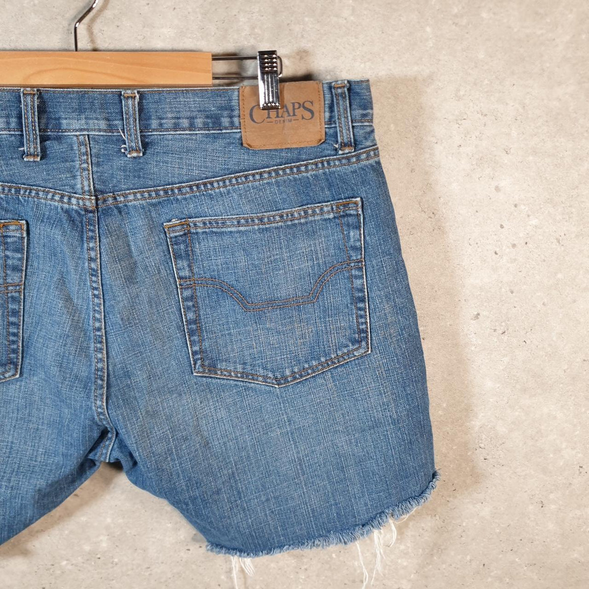 Vintage Chaps Ralph Lauren Cut Off Baggy Shorts Jorts Cargo Womens W40 Blue Relaxed Denim