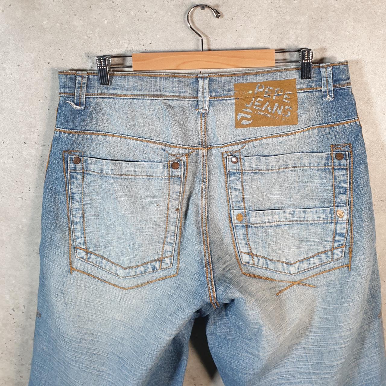 Vintage Pepe Jeans Baggy Y2K Hip Hop Jeans Shorts Jorts Mens W36 Blue Denim USA Big Fish Vintage