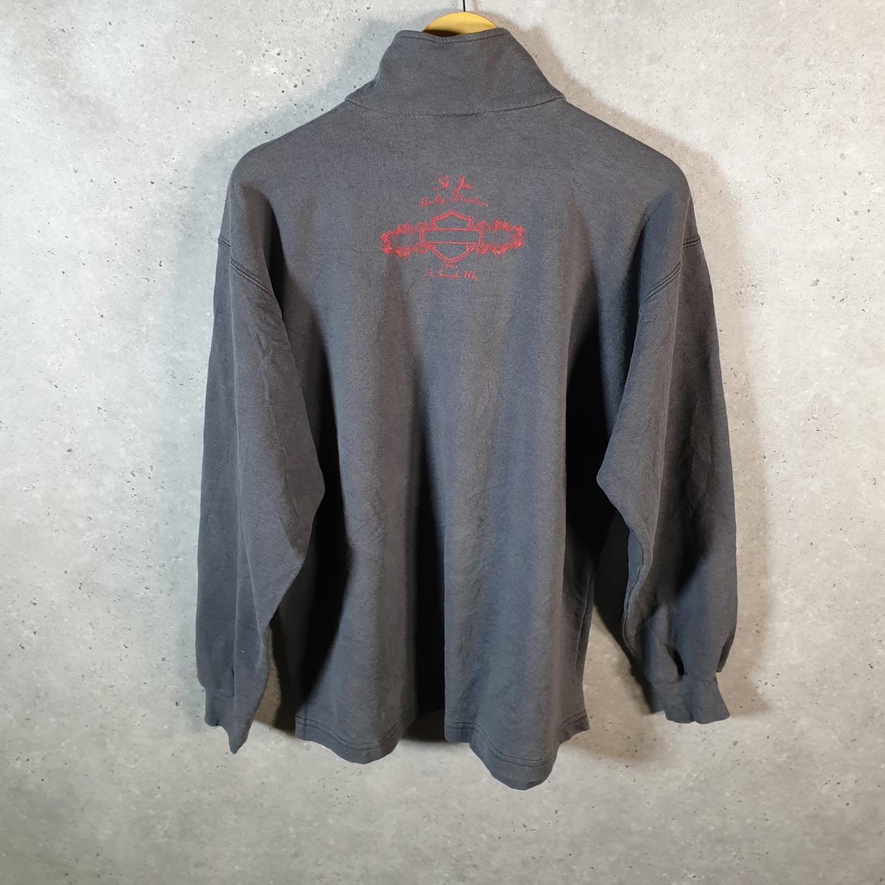 Vintage Harley Davidson 1/4 Zip Sweatshurt Pullover Mens XL Grey Embroidered Motorcycle USA