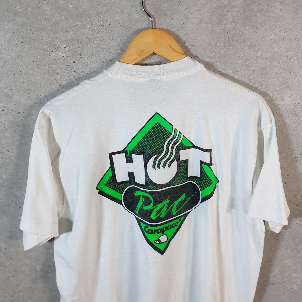 Vintage Screen Stars Carapace Hot PAC 90s USA Single Stitch T Shirt Men’s XL White C8150