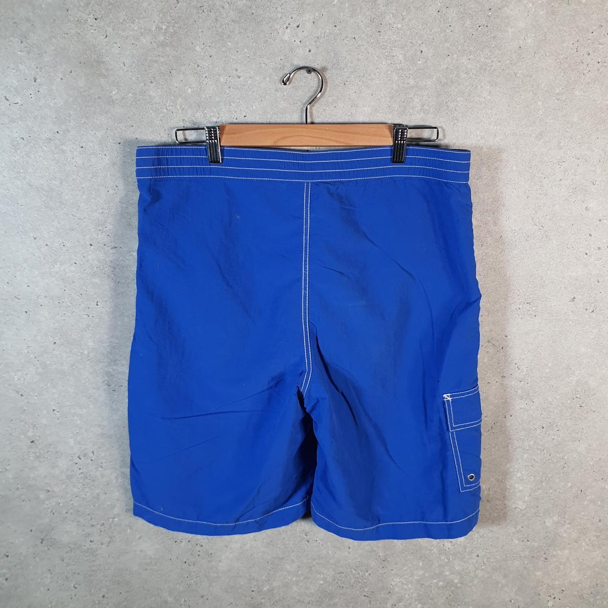 Vintage Ralph Lauren Polo Swim Shorts Cargo Men’s Medium Blue Baggy Cotton Big Fish Vintage