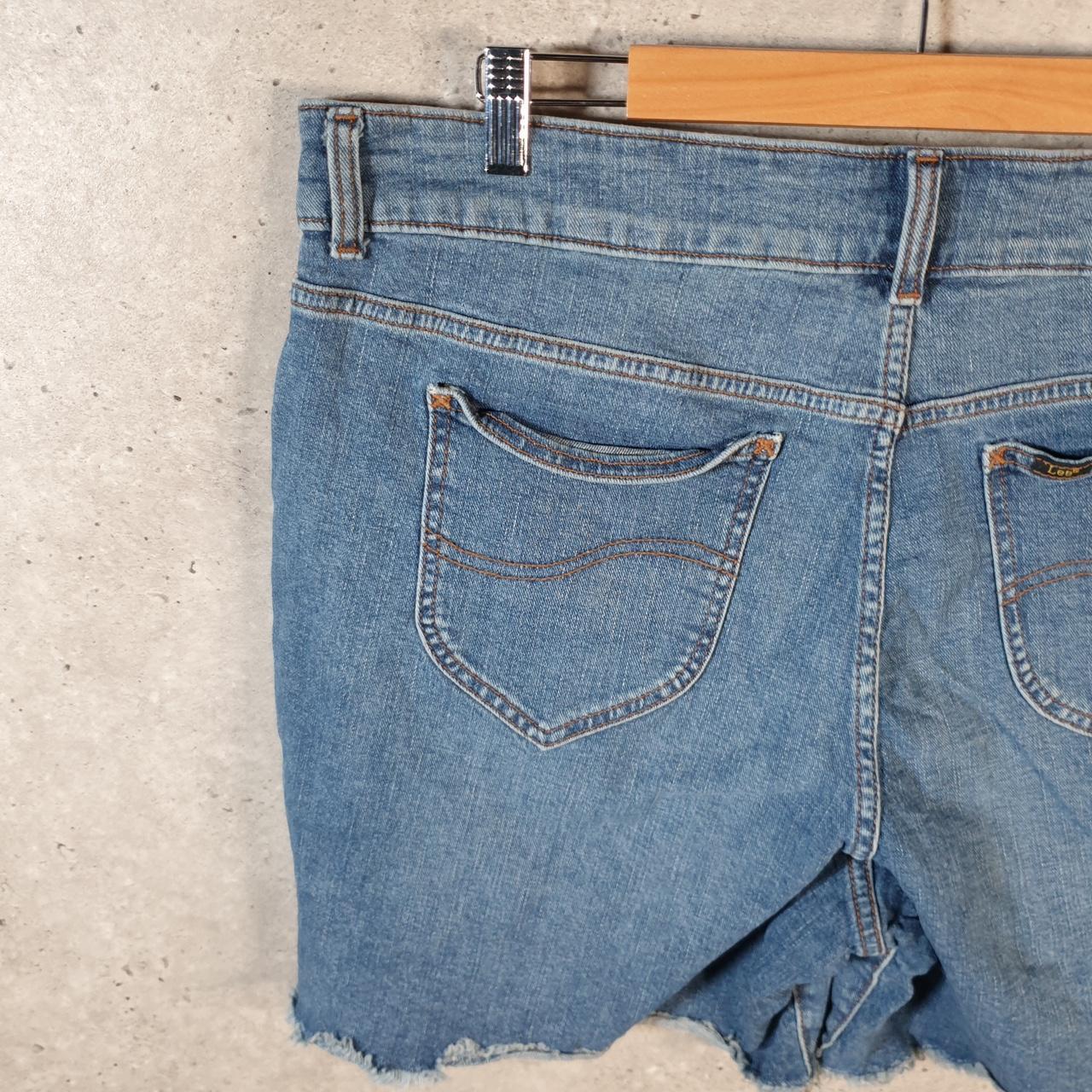 Vintage Lee Baggy Shorts Jorts Cargo Womens W38 Blue Relaxed Denim