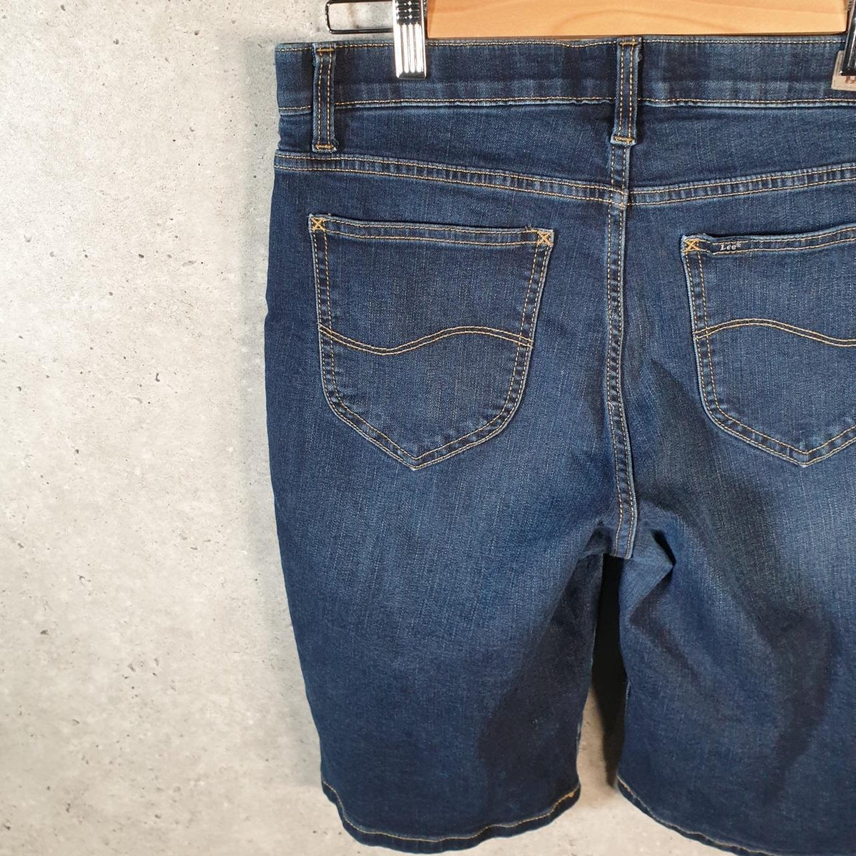 Vintage Lee Baggy Shorts Jorts Cargo Womens W32 Blue Relaxed Denim