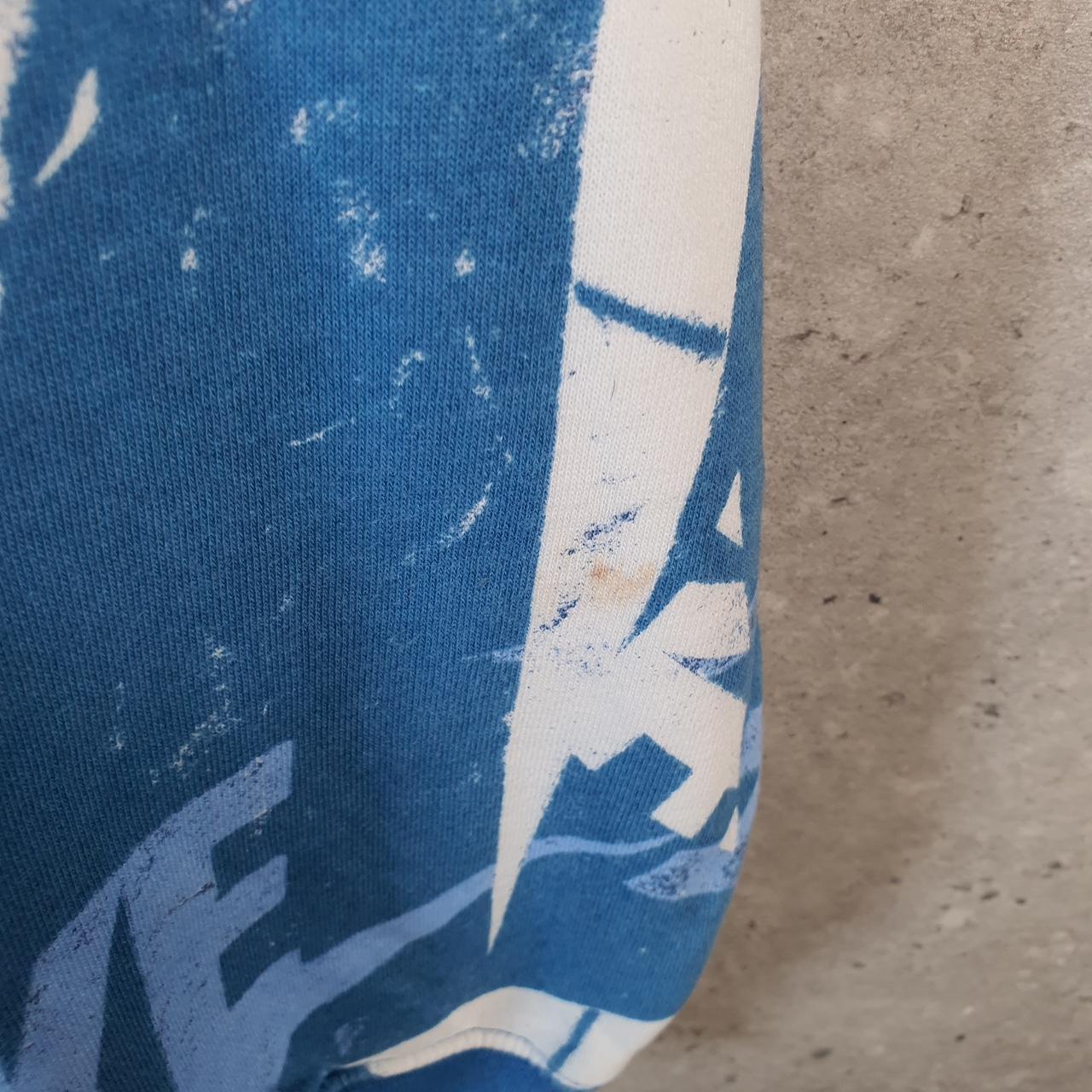 Vintage Nike Club All Over Print AOP Hoodie Men’s XS Blue Swoosh Y2K Pullover