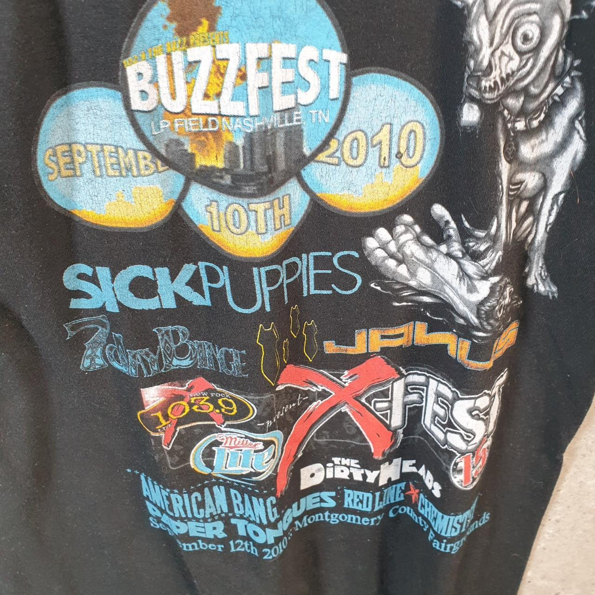 Vintage Buzzfest 2010 Shinedown Seether Montgomery County Fairgrounds T Shirt Men’s Small Black