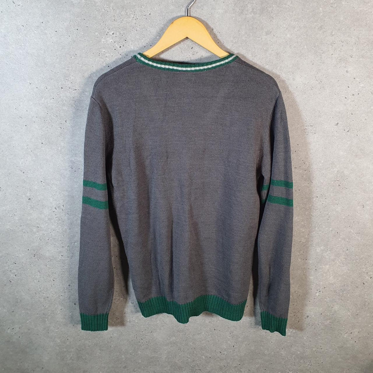 Vintage Harry Potter Knit Cardigan Sweater Mens Small Grey Embroidered Logo