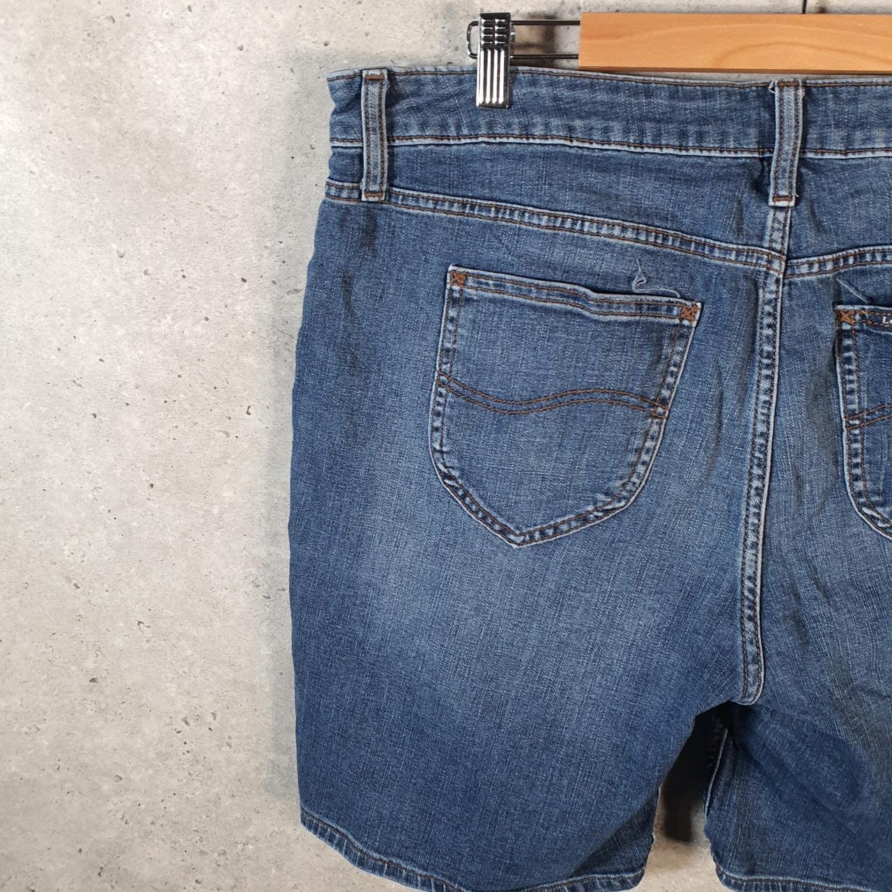 Vintage Lee Baggy Shorts Jorts Cargo Womens W38 Blue Denim Relaxed Cargo